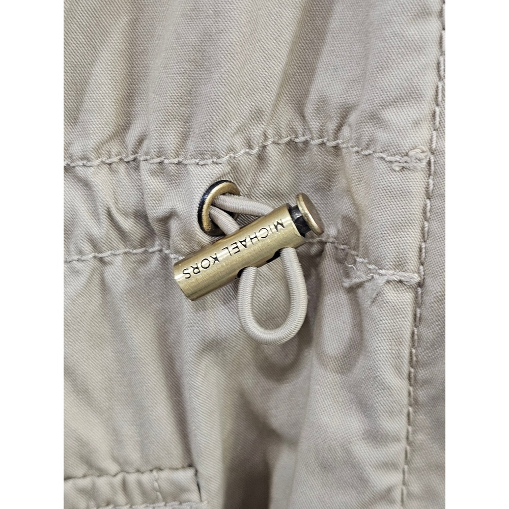 Michael Kors Anorak Jacket Wmns 1X Khaki Tan Cotton Hooded Utility Safari Pocket - Picture 3 of 8